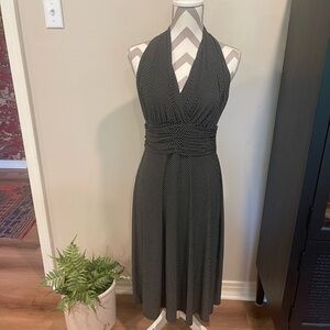 Evan Picone Black Poka Dot Halter Dress